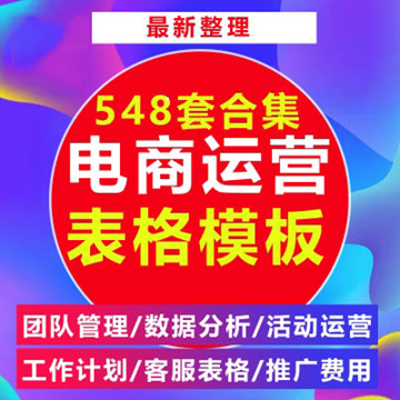 电商运营excel表格 店铺推广计划报表数据分析淘宝天猫策划方案